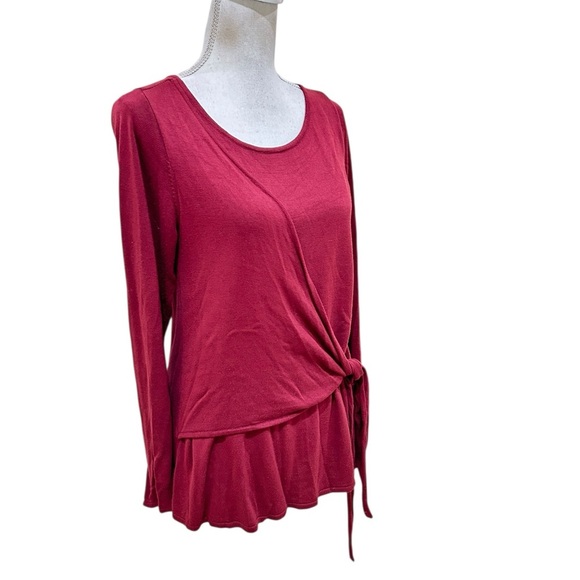 Rabalder cranberry half knit wrap Long Sleeve top made in India size large - Picture 2 of 11